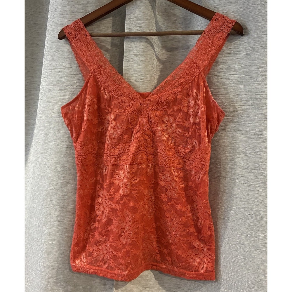 Y2K Coral Red Lace V Neck Tank Top Coquette Girl Festival